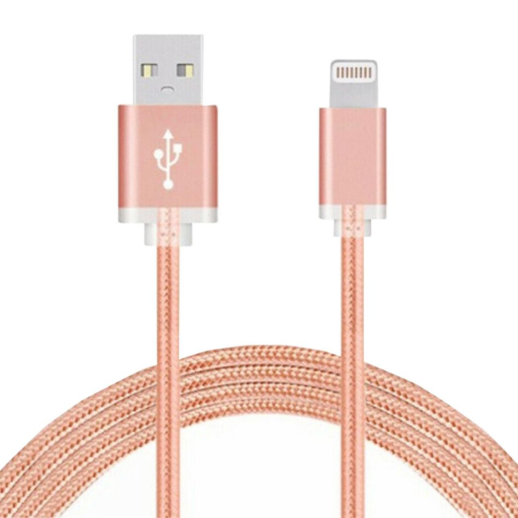 Rose gold Nylon Braided USB data cable for phone, showcasing durable design and flexible connectors by FX.