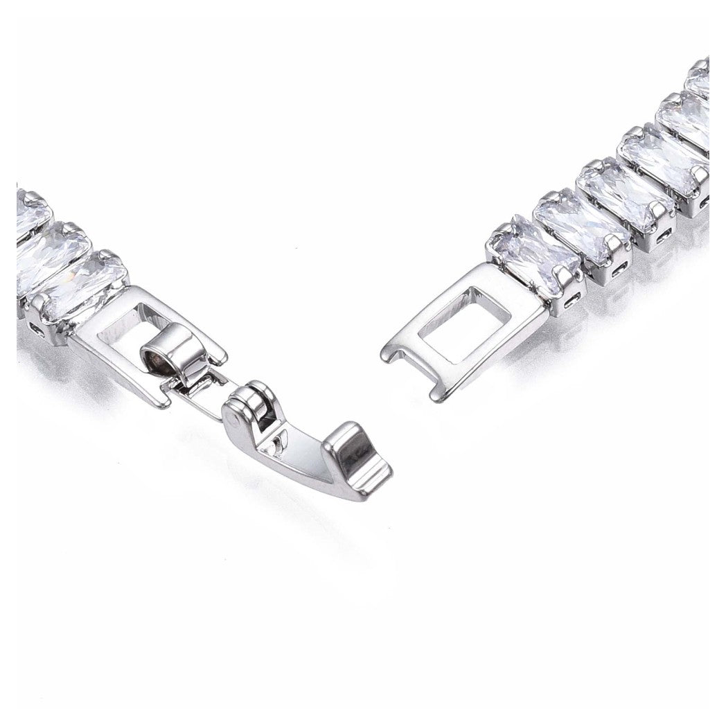 Cubic Zirconia Classic Tennis Bracelet - Platinum Plated - Nickel Free
