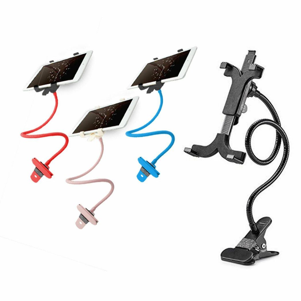 Red adjustable 360 degree clamp tablet holder for smart devices by Aquarius, showcasing flexible positioning and secure grip.