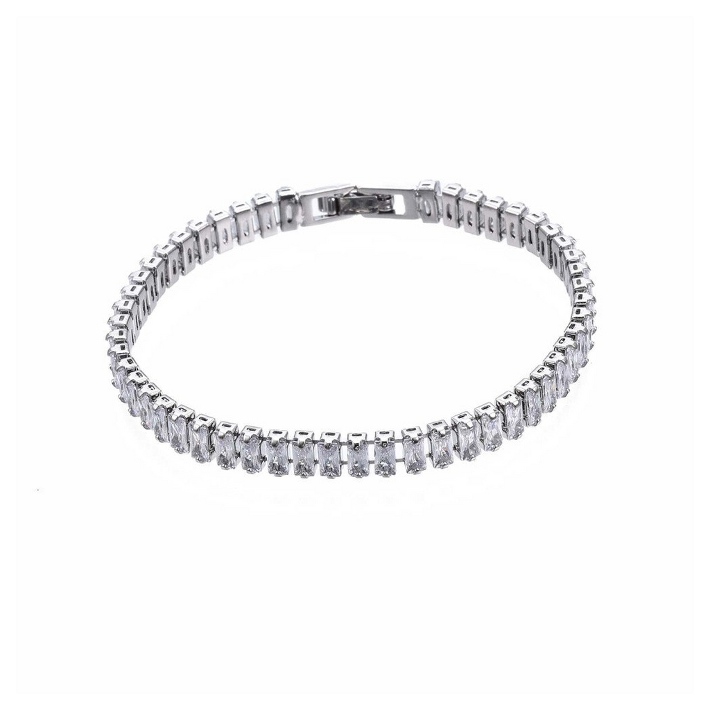 Cubic Zirconia Classic Tennis Bracelet - Platinum Plated - Nickel Free