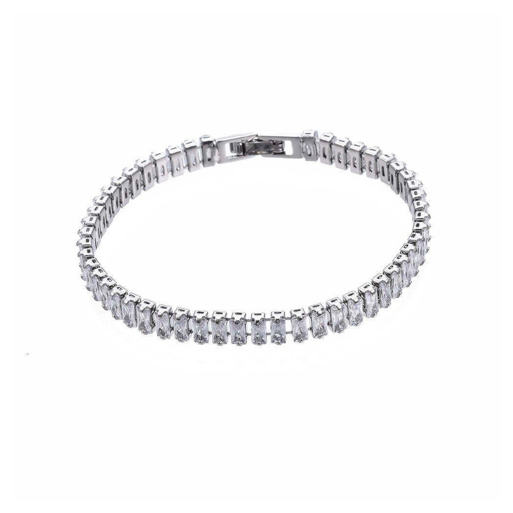 Cubic Zirconia Classic Tennis Bracelet - Platinum Plated - Nickel Free