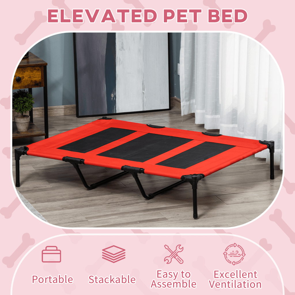 Cooling Elevated Dog Bed - Portable Raised Pet Cot for Indoor & Outdoor - Red - AKGOmniShop