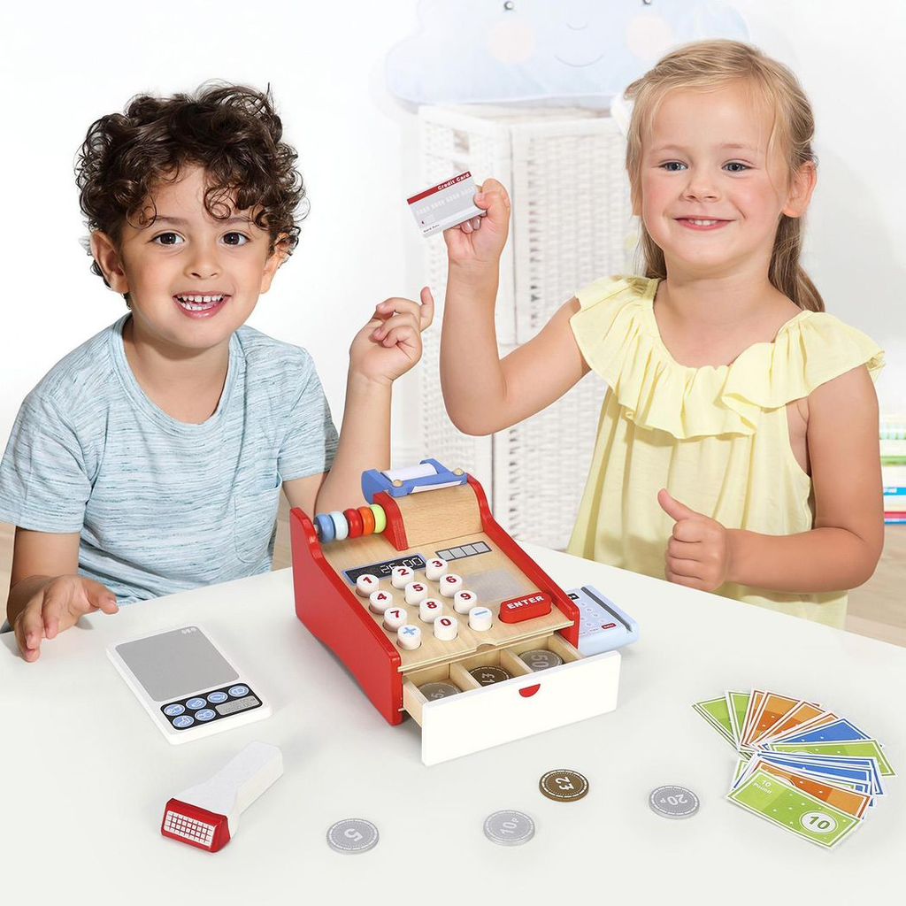 SOKA MY CASH REGISTER 0000268 from FunZone, featuring colorful buttons and a realistic cash drawer for imaginative play.