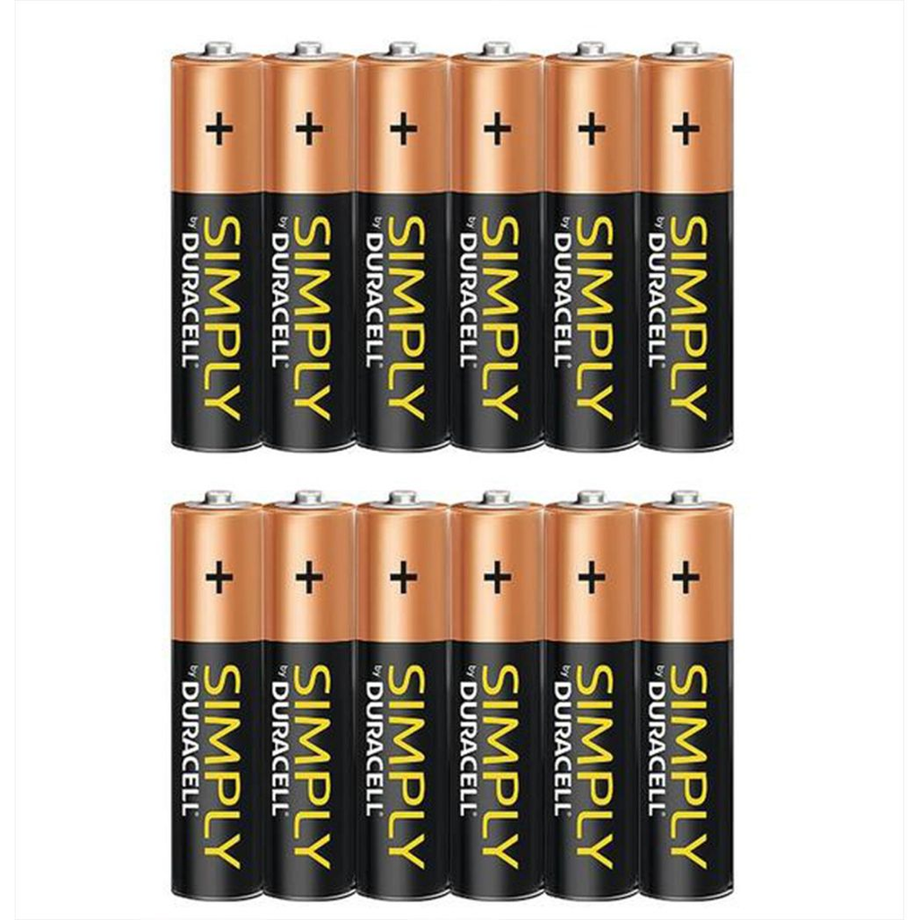 Duracell Simply AA Non Rechargeable Batteries - 12 Pack - 1.5V Alkaline