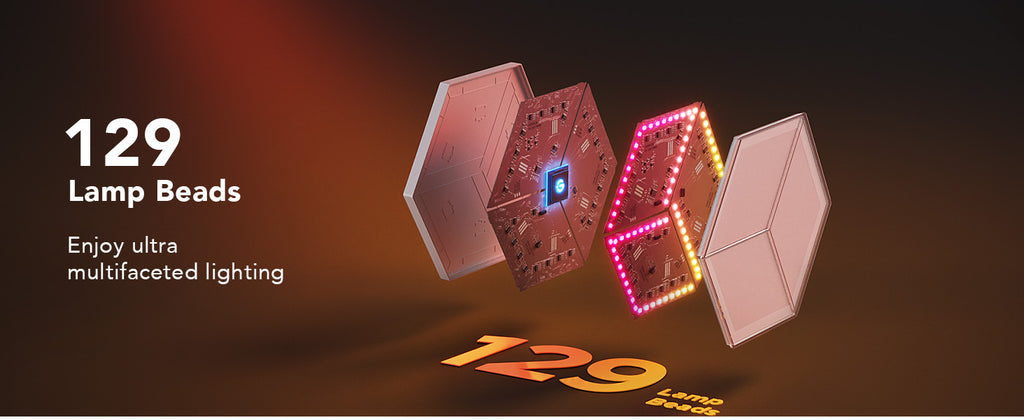 Govee Glide Hexagon LED Panels 7-Pack, 129 LEDs, Razer Chroma Sync