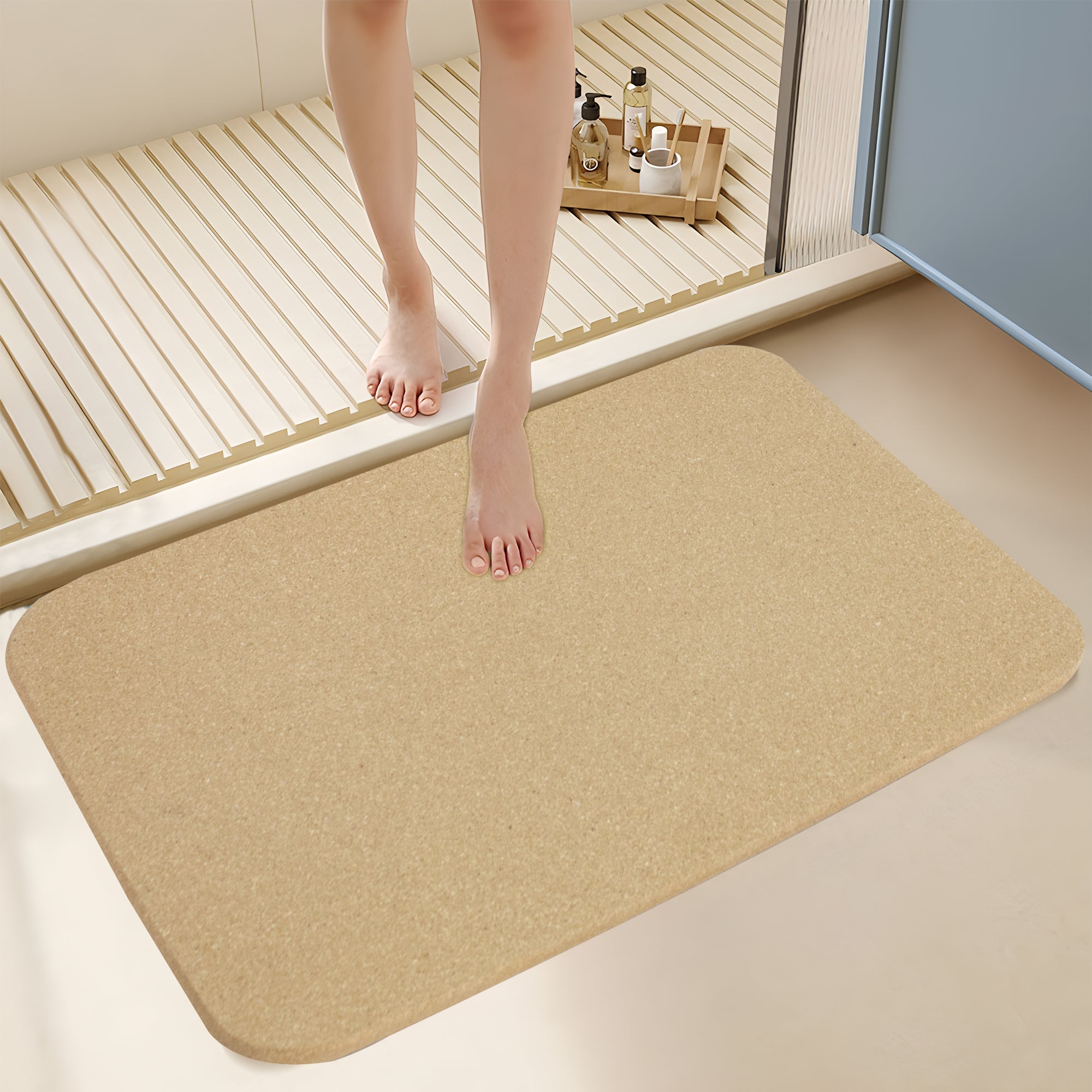 Cork Bath Mat: Absorbent, Quick-Dry Anti-Slip Shower Rug