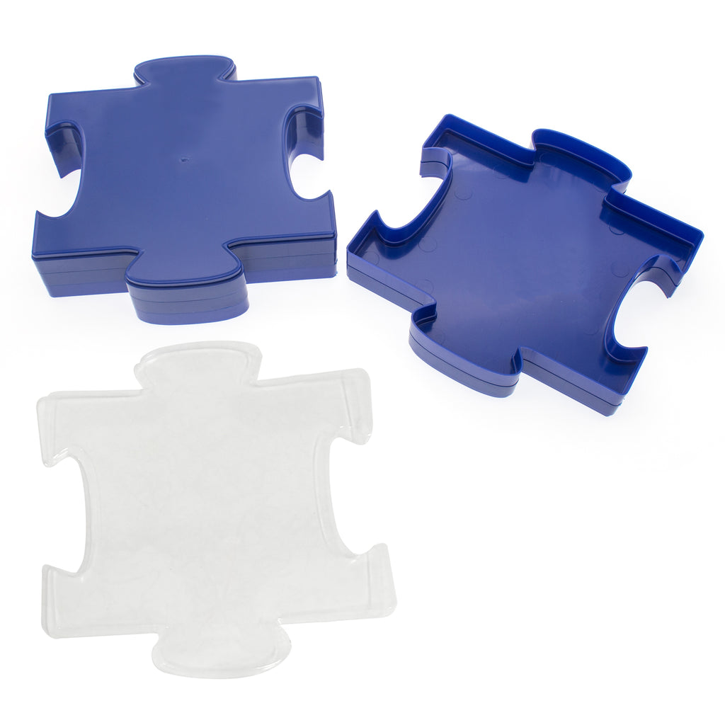 Blue Puzzle-Stack Trays (Set of 6) - Linkable & Stackable, Space-Saving