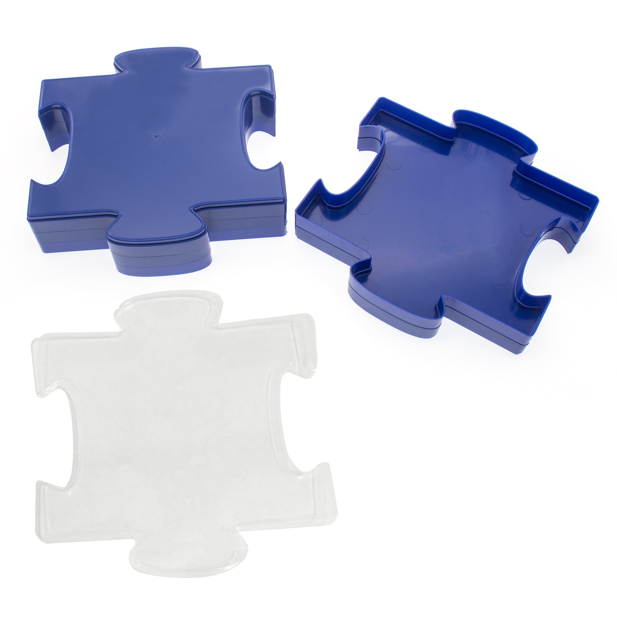 Blue Puzzle-Stack Trays (Set of 6) - Linkable & Stackable, Space-Saving