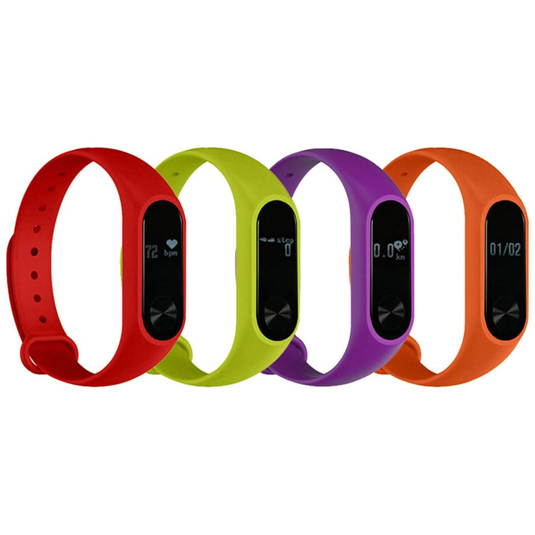 Red Aquarius AQ112 Fitness Tracker displaying heart rate monitor features against a plain background.