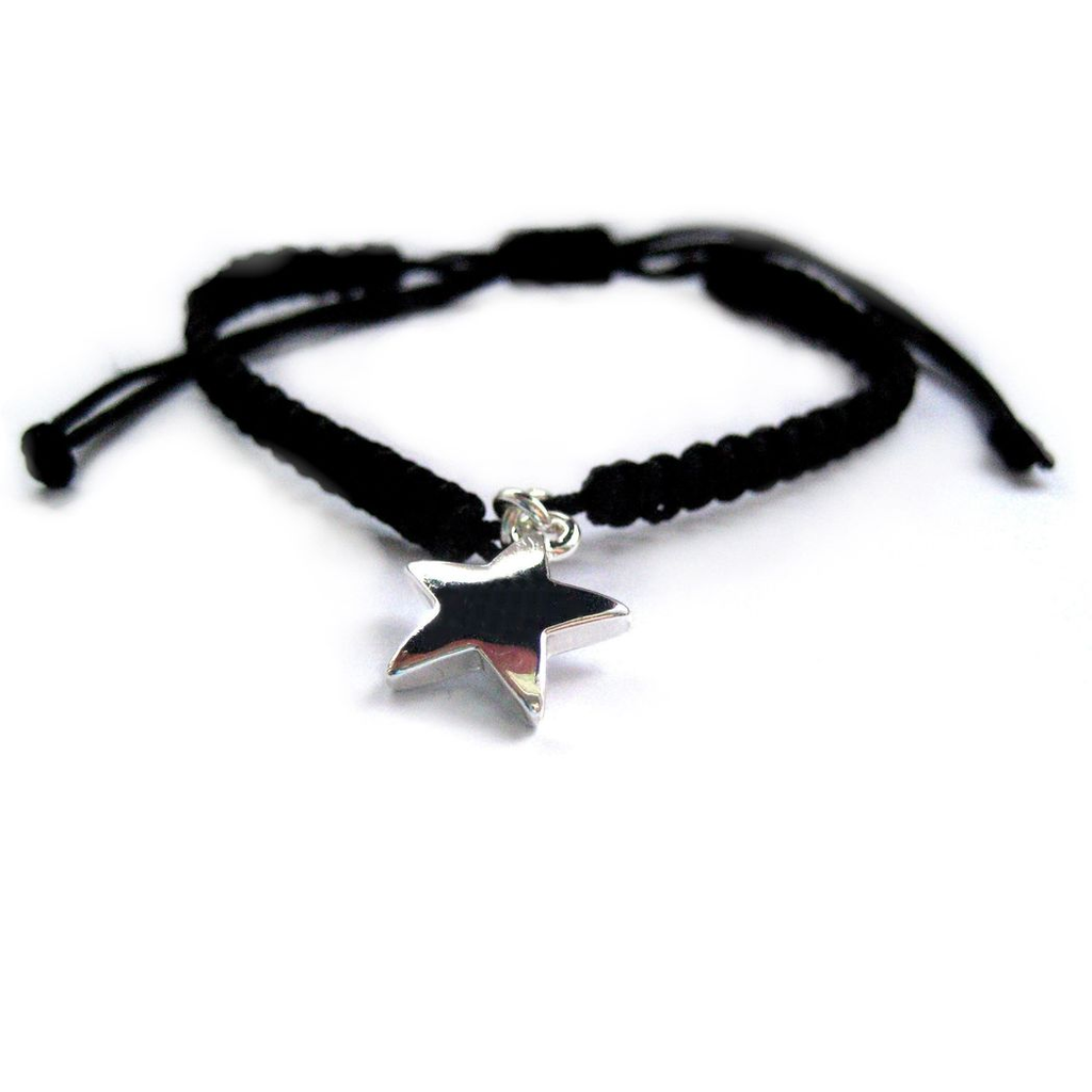Adjustable braided cord bracelet with silver star charm by LuxeTime, showcasing a stylish friendship design.