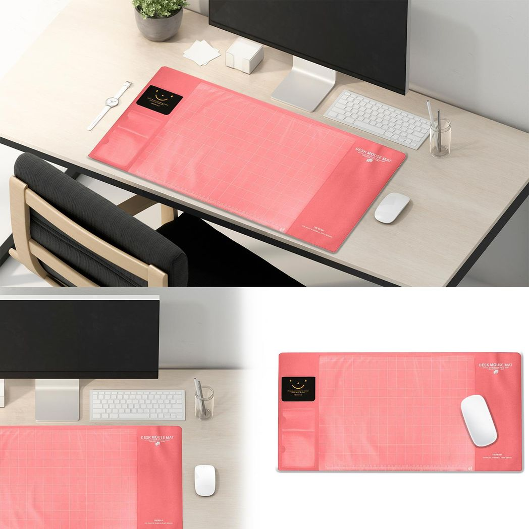 Pink multifunctional office desk mouse mat made of PVC and DS material by Aquarius, featuring a sleek design.