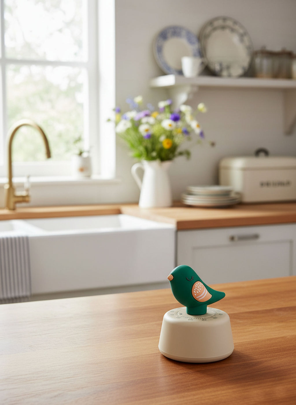 Pilfink Bird Kitchen Timer - Colorful Scandinavian Design, 60 Minutes