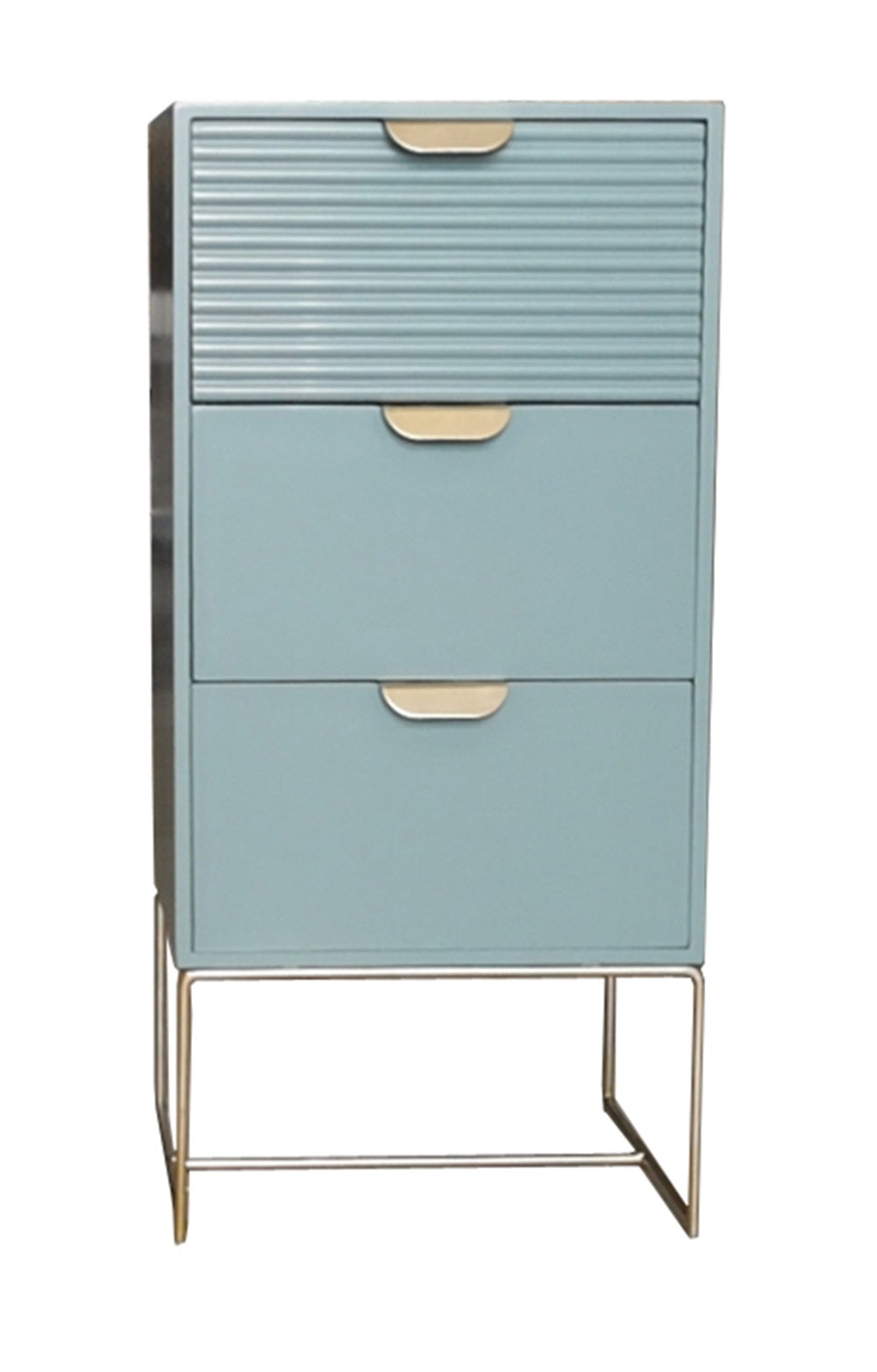64CM GREEN WOODEN 3 DRAWER BEDSIDE TABLE