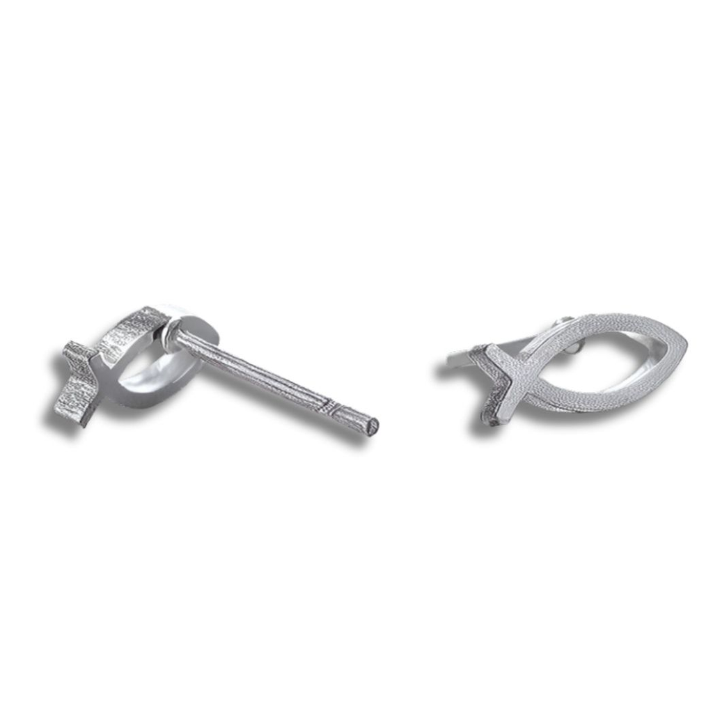 Christian Fish Stud Earrings - Hypoallergenic Stainless Steel - 9×4cm