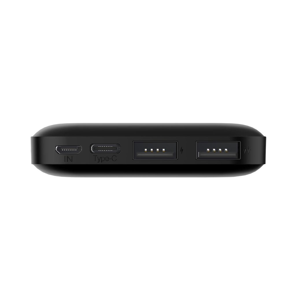 Black FX TechHub 10000 mAh power bank with Type-C 3A output, showcasing its compact and portable design.