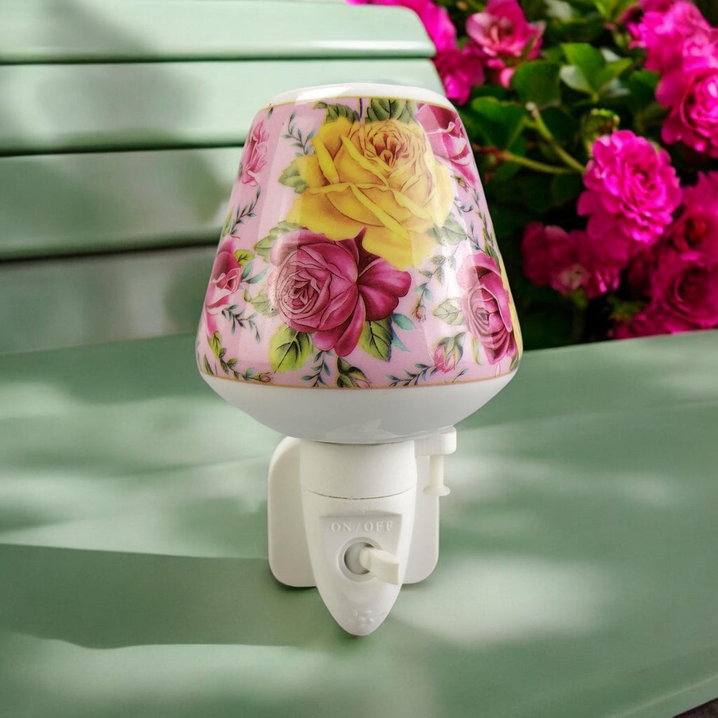 8 INCH FLORAL LED NIGHTLIGHT YELLOW  AND PINK ROSE