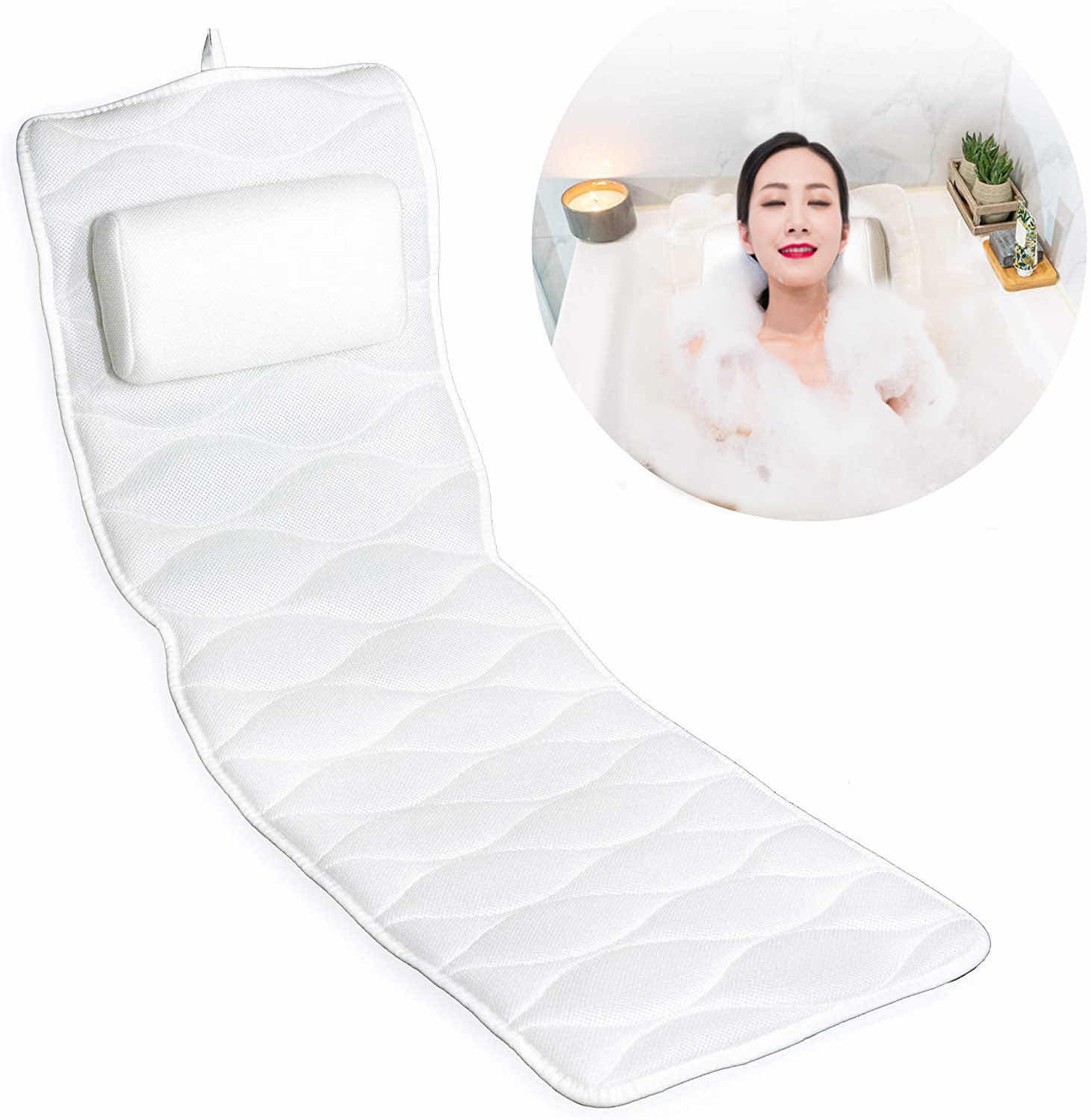 Ultra-Long Full-Length Bath Pillow for Spa-Quality Neck & Body Support