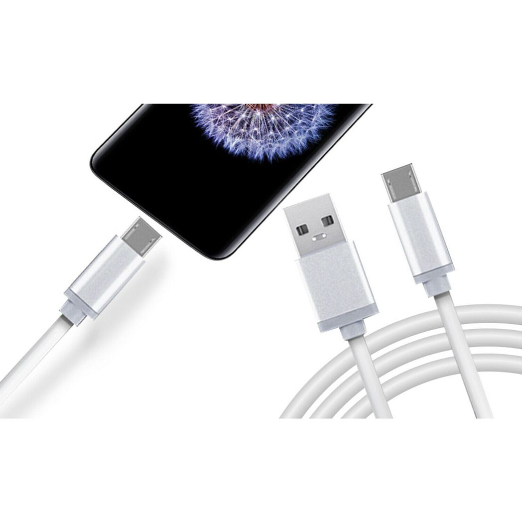 White USB data charger cable for Micro USB, 1.2m long, by Aquarius, used for syncing and charging devices.