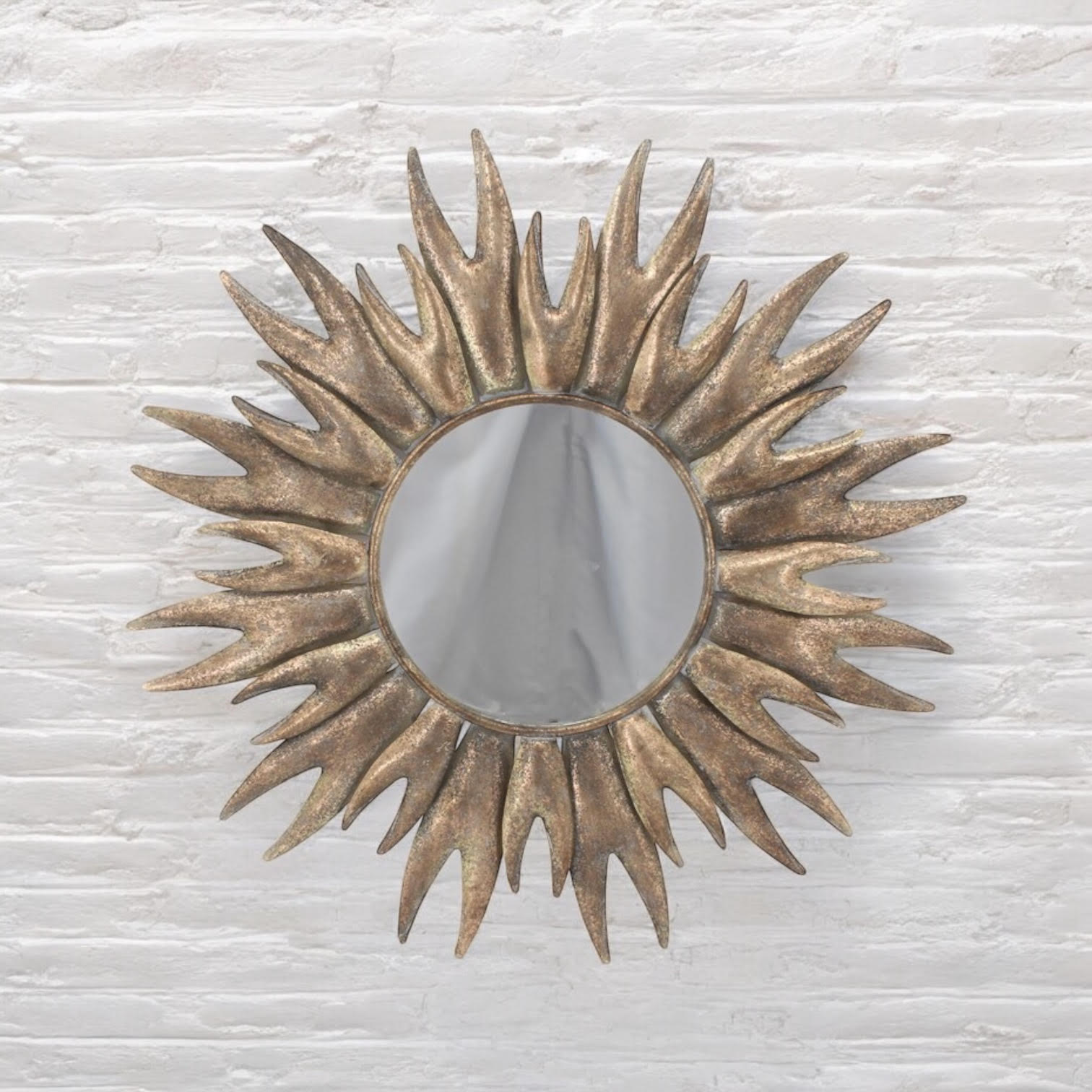 Round Metal Mirror 86cm - Hand Finished Elegant Design