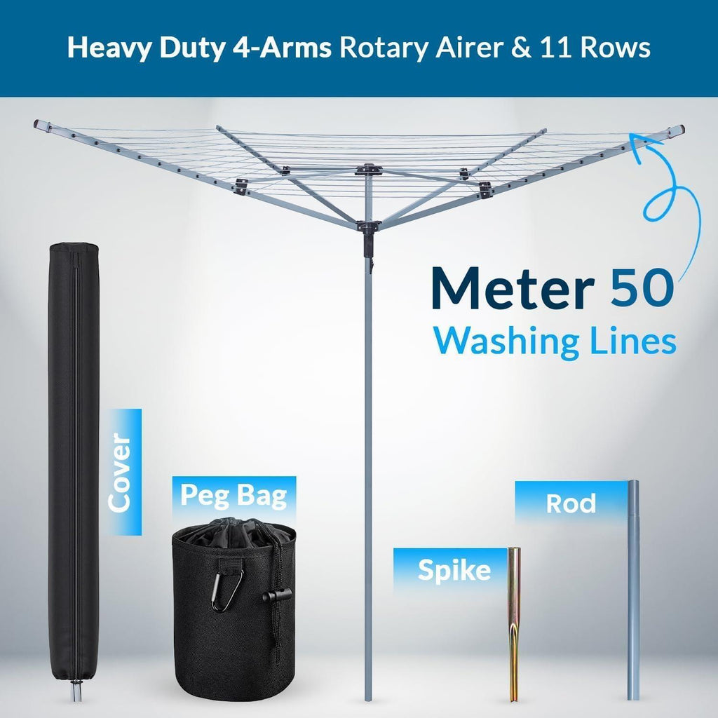 50m Rotary Clothesline Dryer Cover with Metal Spike