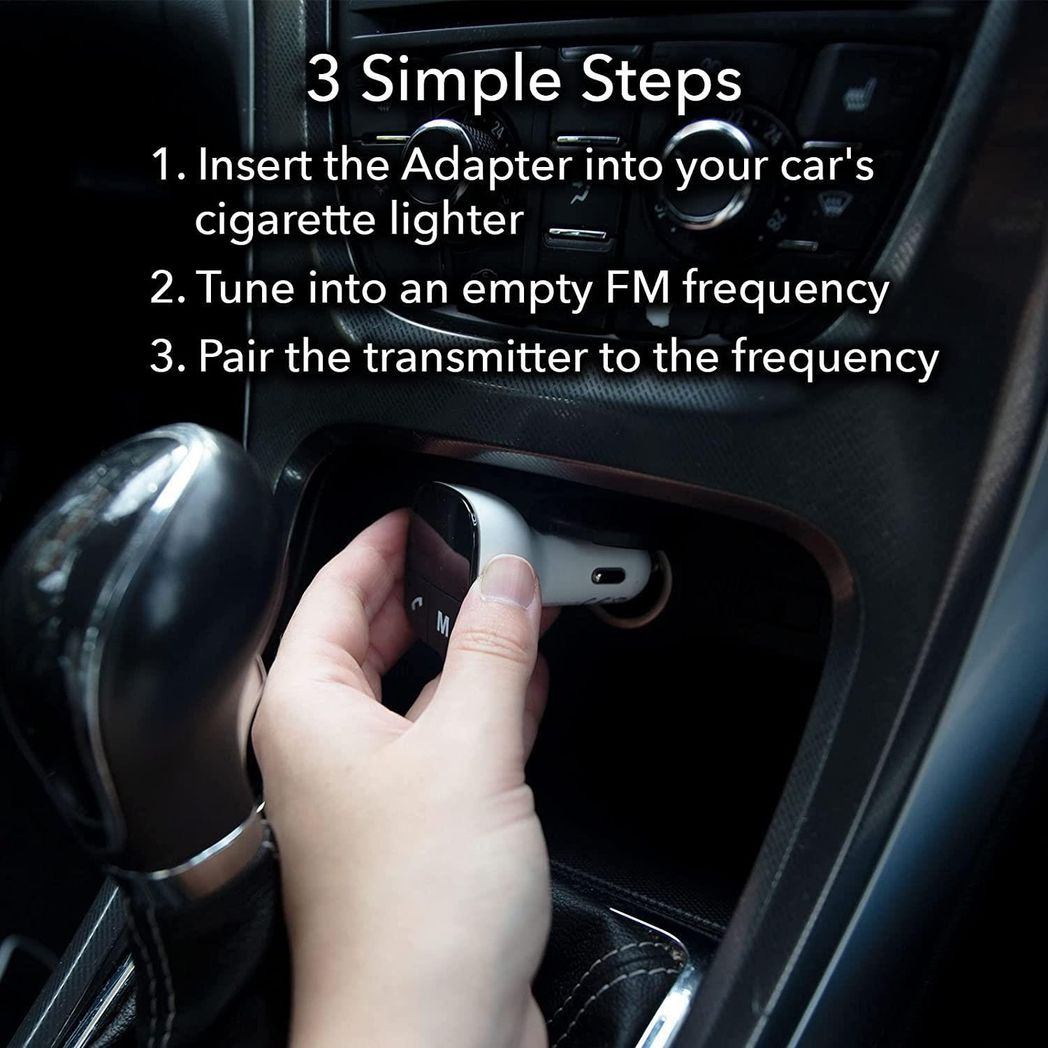 Bluetooth FM Transmitter - Hands-Free Car Kit - White