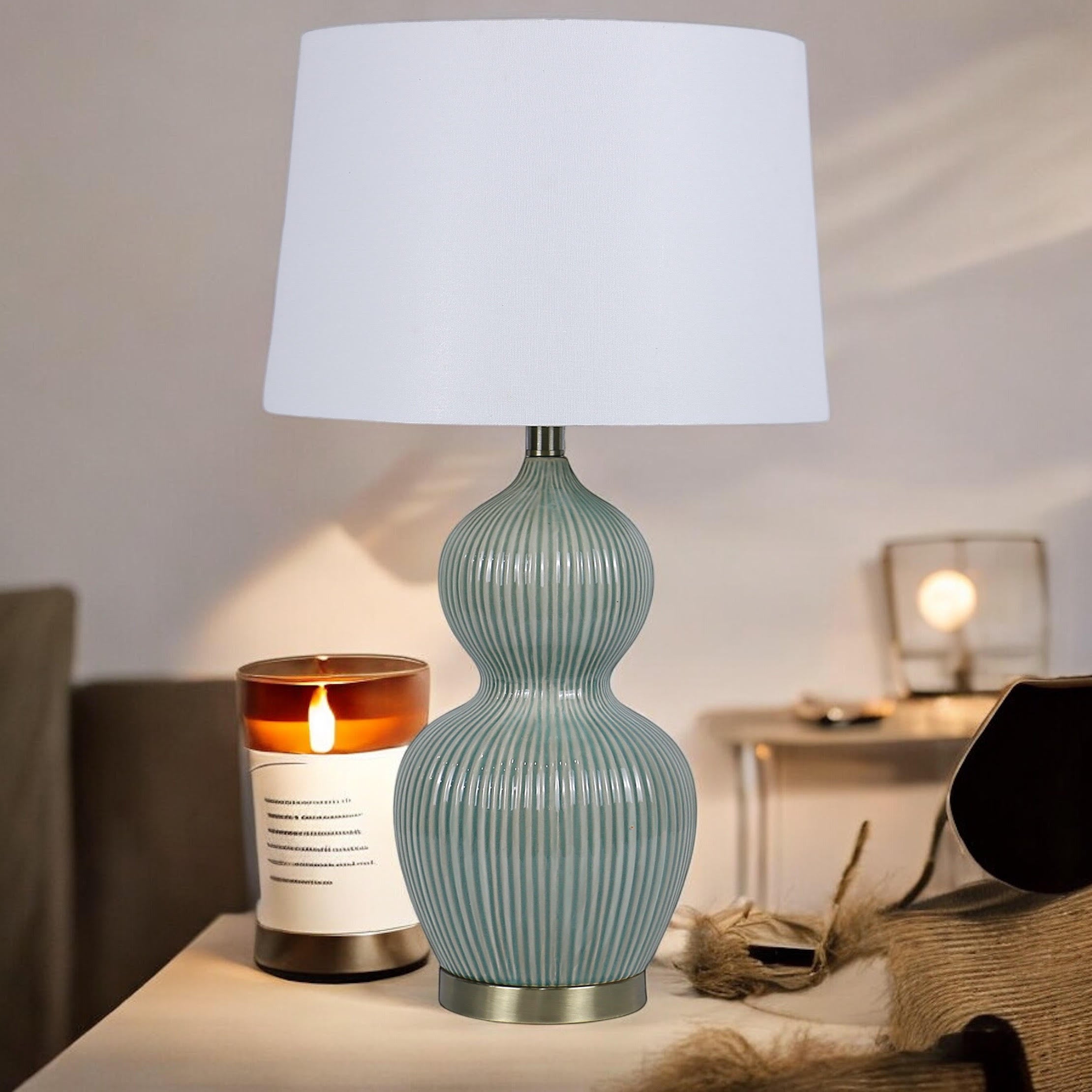 Ceramic Table Lamp 39cm with Shade - Traditional Design