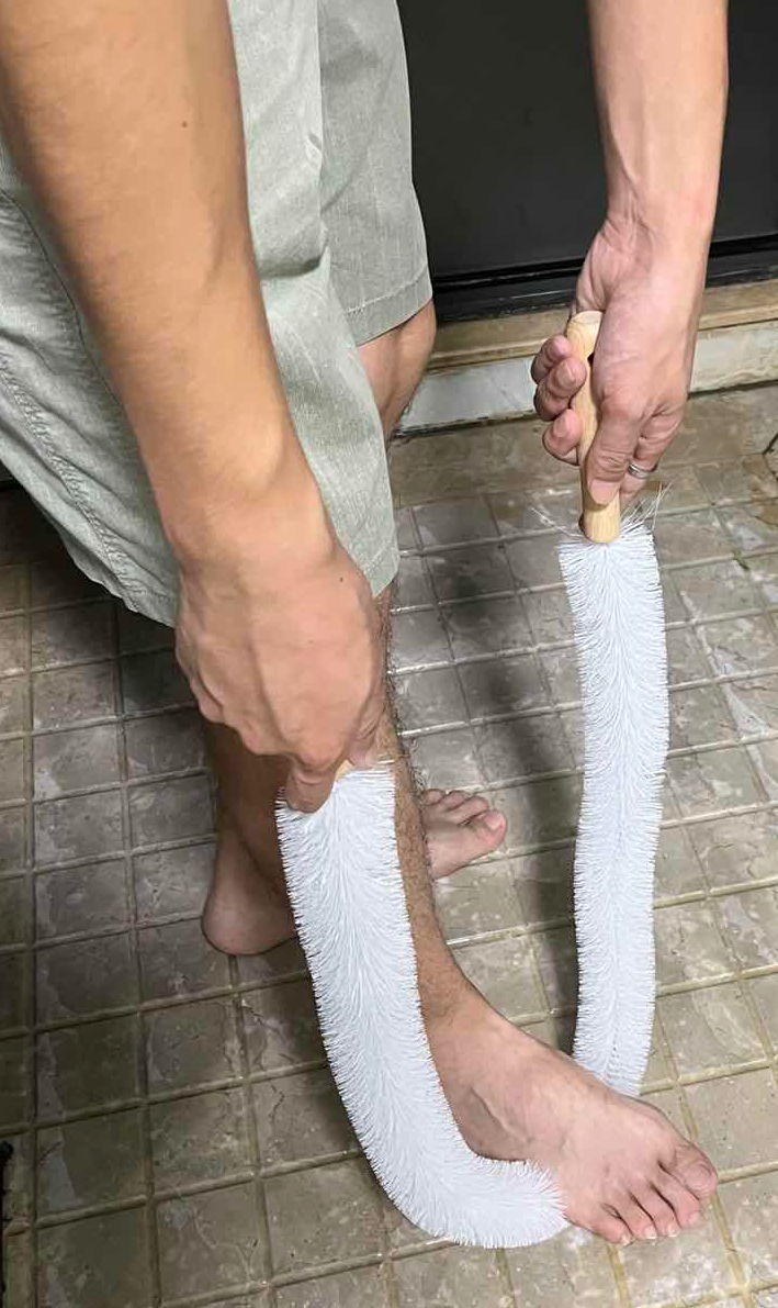 Back & Foot Cleaning Brush with Dual Wooden Handles and Long Bristles