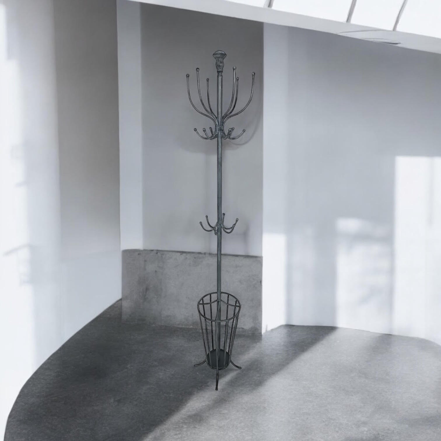 175CM GREY METAL COAT STAND/ UMBRELLA HOLD
