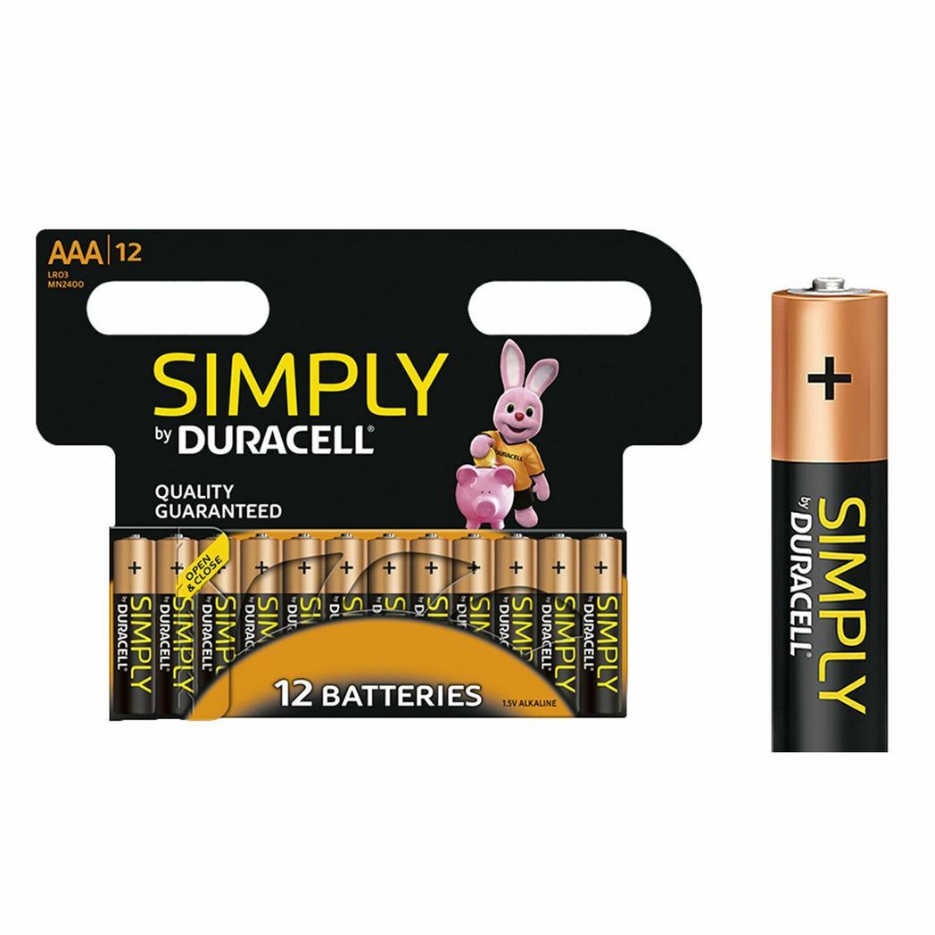 Duracell Simply AAA Non Rechargeable Batteries - 12 Pack - 1.5V Alkaline