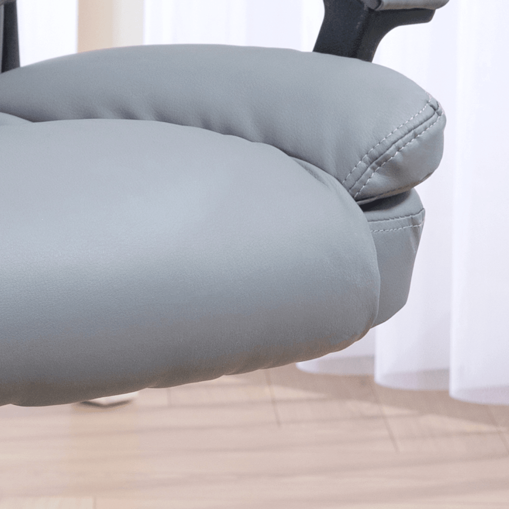 Faux Leather Home Office Chair Mid Back Desk Chair with Arms - Light Grey - AKGOmniShop