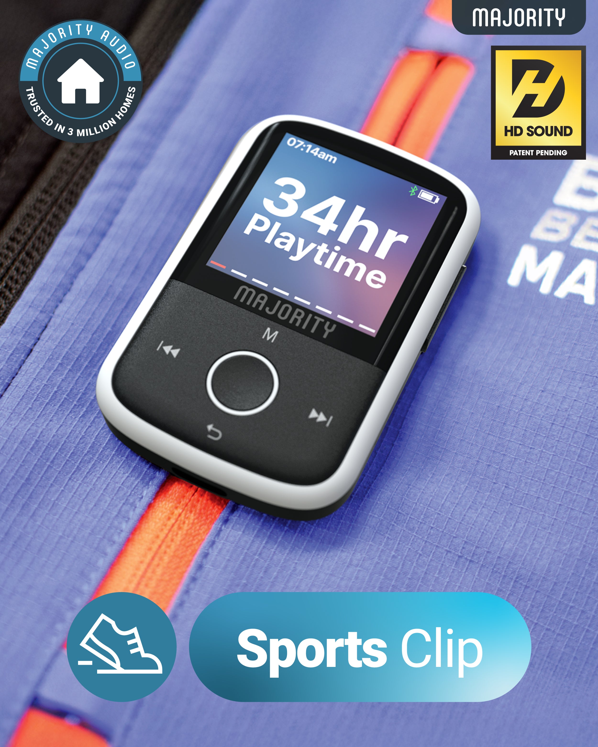 Majority 16GB MP3 Player - Sleek Black/White, Crisp Audio