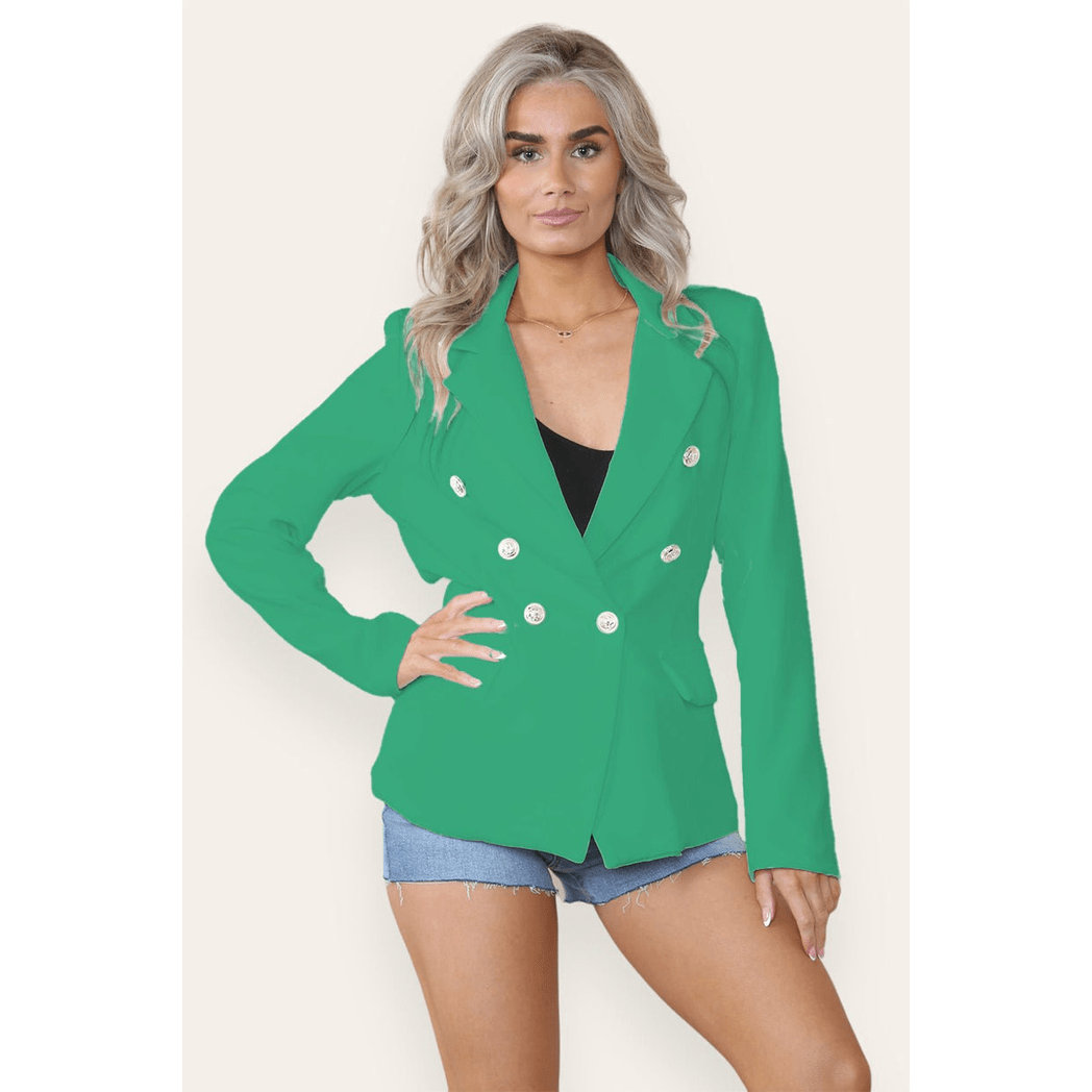 Fitted Lined Double Button Blazer Jacket - Stylish Comfort for All Occasions - AKGOmniShop