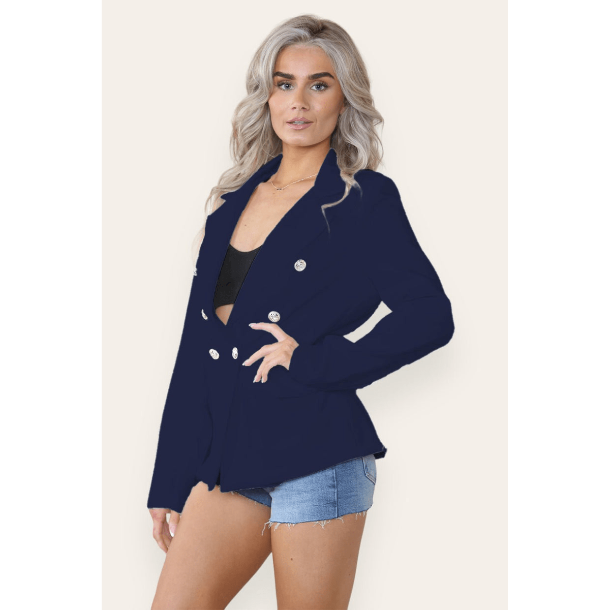 Fitted Lined Double Button Blazer Jacket - Stylish Comfort for All Occasions - AKGOmniShop