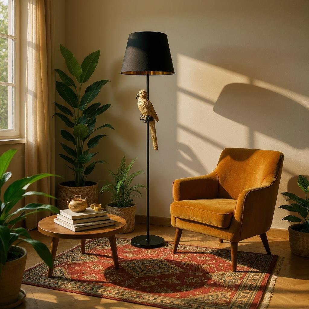 Floor Lamp 164cm with 15" Black Shade - Elegant Standing Light - AKGOmniShop
