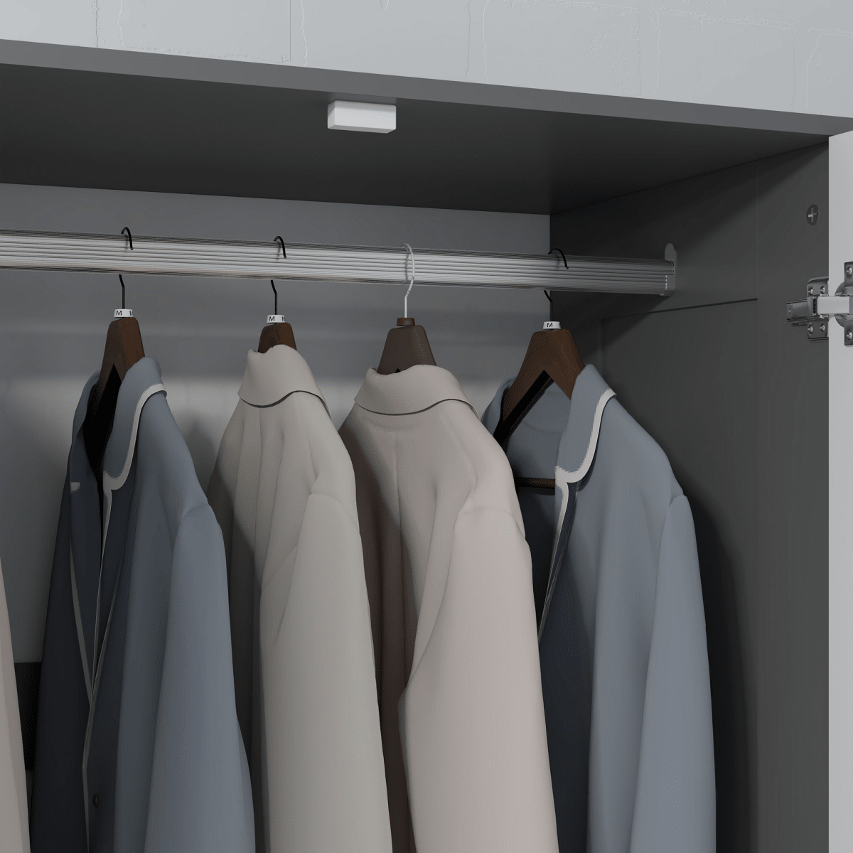 HOMCOM 2 Door Wardrobe Grey Wardrobe with 3 Drawer and Hanging Rod for Bedroom - AKGOmniShop