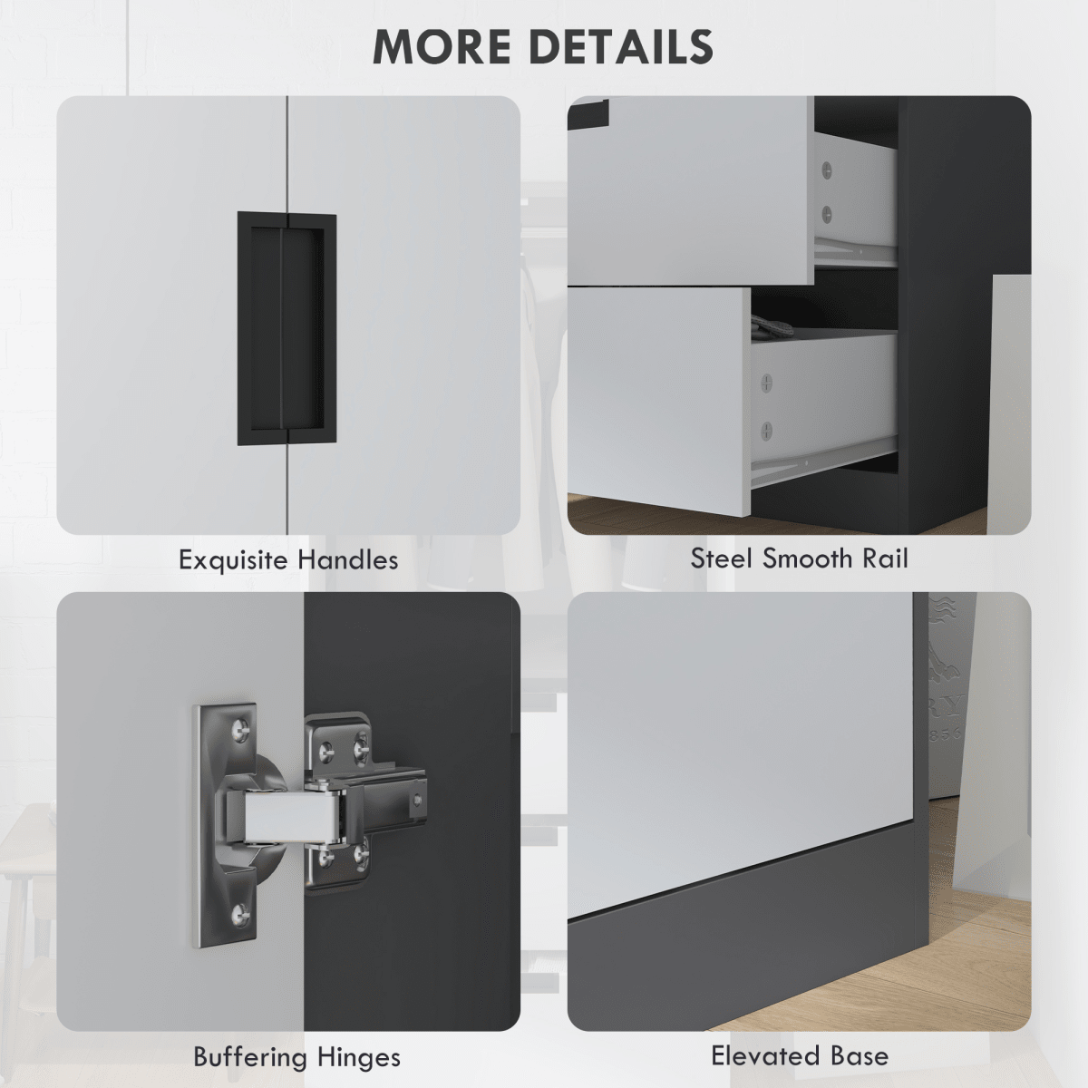 HOMCOM 2 Door Wardrobe Grey Wardrobe with 3 Drawer and Hanging Rod for Bedroom - AKGOmniShop