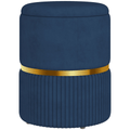 HOMCOM Round Pouffe, Storage Footstool with Cushioned Top, Hidden Space - AKGOmniShop