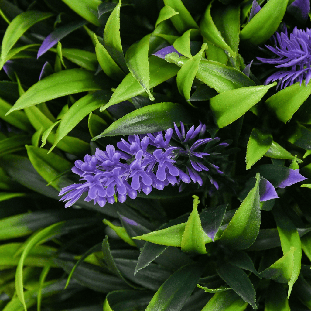 HOMCOM Set of 2 Potted Artificial Plants Ball Tree with Lavender Flowers, 70cm - AKGOmniShop