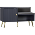 Grey Shoe Bench with Storage Cabinet and Seating Cushion for Entryway by HomeCraft, featuring a stylish and functional design.