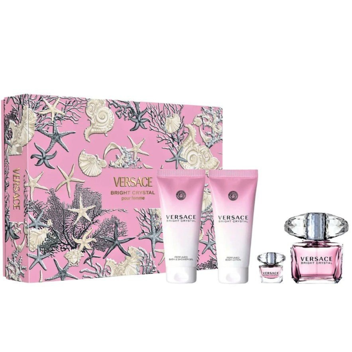 Versace Bright Crystal Gift Set (Eau De Toilette 90ml  Eau De Toilette 5ml  Body Lotion 100ml  Shower Gel 100ml)