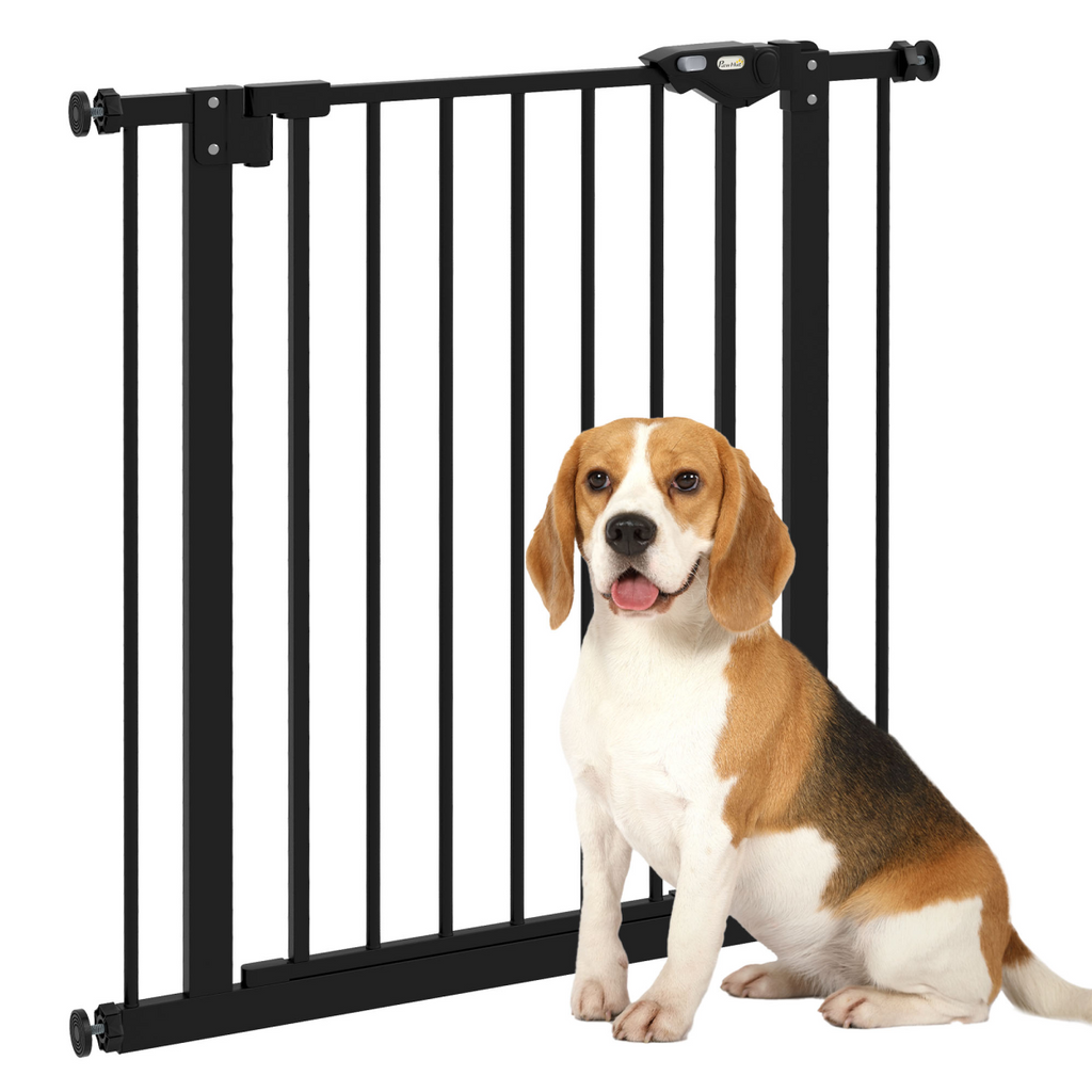PawHut Adjustable Safety Gate w/ 1 Extensions and Four Adjustable Screws, Black