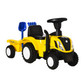 Yellow Ride-On Tractor toddler walker and slider by FunZone for ages 12-36 months, featuring sturdy wheels and a playful design.