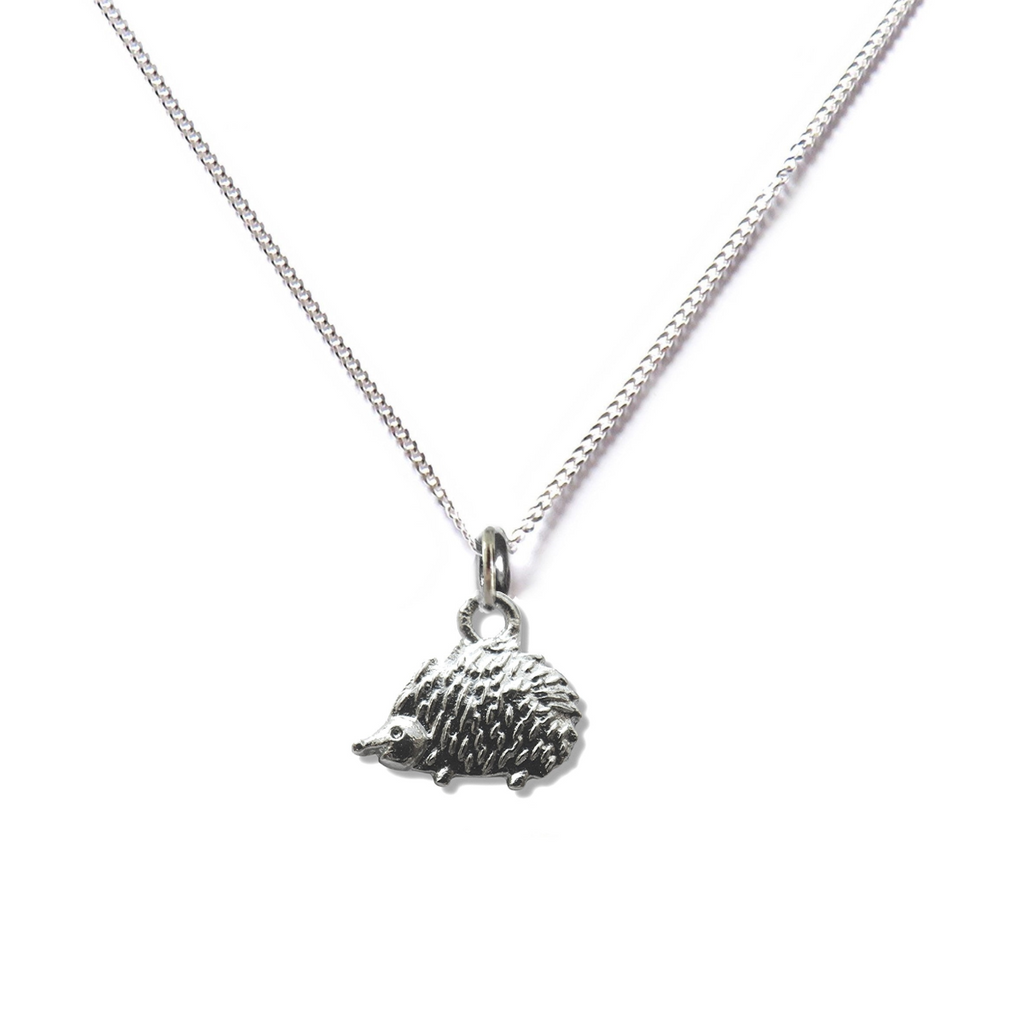 Sterling silver chain necklace featuring a charming hedgehog pendant from LuxeTime by Aye Do Gifts.