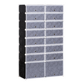 16-cube modular shoe rack in interlocking plastic design, 160cm tall, showcasing organized shoe storage solution.