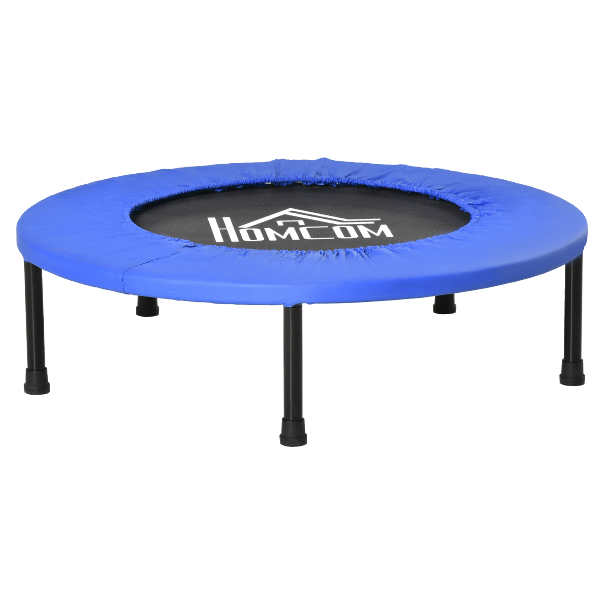 HOMCOM 81cm foldable fitness trampoline in blue and black, designed for exercise with a max load of 100kg.