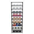 10 Tier Stackable Shoe Rack - Stainless Steel Frame Holds 50 Pairs