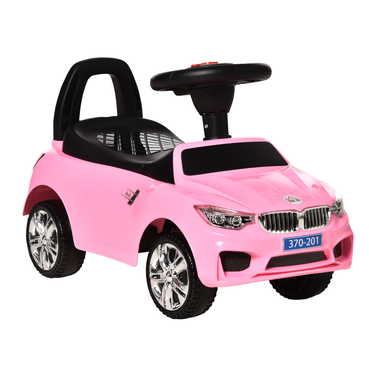 Pink HOMCOM FunZone ride-on car for toddlers, featuring a foot-to-floor design and a sliding car style for playful movement.