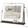 Dimmable Lighted Makeup Mirror with Magnifier & USB Port - 360° Rotation
