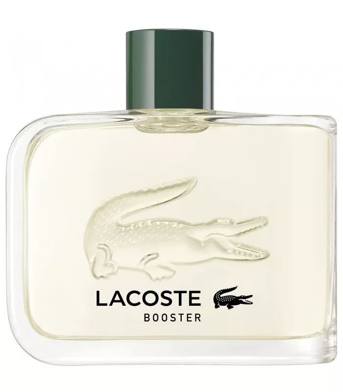 Lacoste Booster Eau De Toilette Spray 125ml in a sleek bottle, showcasing fresh and vibrant fragrance design.