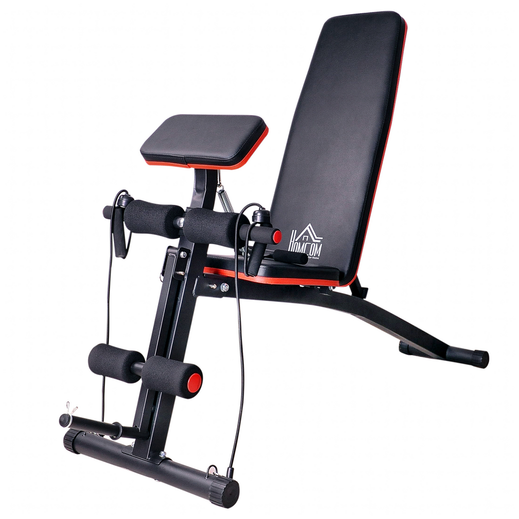 HOMCOM foldable dumbbell bench with 7 incline adjustments for versatile weight training workouts.